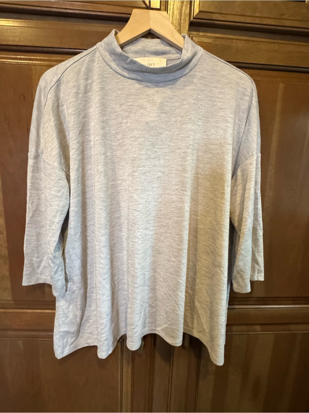 LOFT Light Gray Mock Neck Long Sleeve Tee